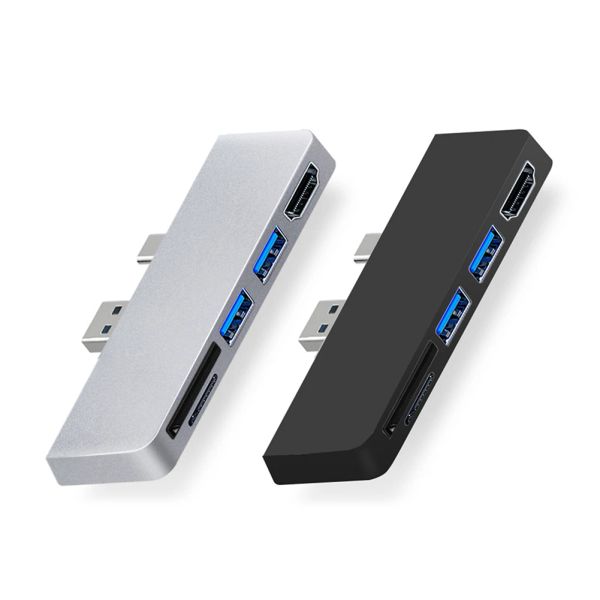 Hubs Conjunto de tarjetas de alta velocidad Estación de acoplamiento Splitter Adaptador para Surface Pro 7 USB3.0 Puerto HDMicompatible Lector de lector de tarjetas