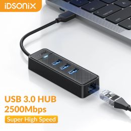 Hubs Idsonix Type C Hub USB 3.0 Multi USB Splitter avec adaptateur USB Ethernet à 2500 Mbps pour les accessoires d'ordinateur portable MacBook