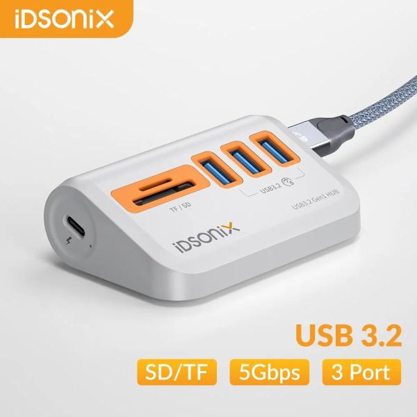 Hubs Idsonix USB3.0 Hub avec lecteur de carte SD / TF plusieurs emplacements USB3.2 Gen1 5 Gbps de données de données de données de données à haute vitesse pour ordinateur portable pour ordinateur portable