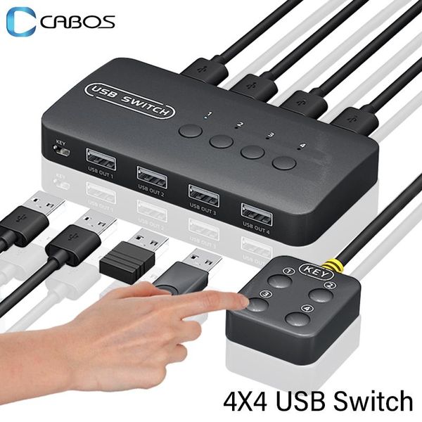 Hubs KVM Switch Switch USB Contrôleur partagé Adaptateur Hub USB2.0 4 Entrées 4 Sorties pour l'ordinateur portable Imprimante Clavier de souris Monitor