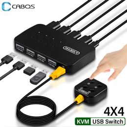 HUBS KVM USB -schakelaar 4 Input 4 Uitgang KVM Switch Key Switcher USB2.0 Hub voor computertoetsenbord Muis U Disk Printer Gedeelde controller