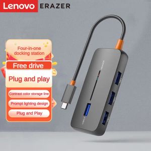 Hubs Lenovo Eazer USB -uitbreiding Typec naar USB3.0 Highspeed Hub Xiaoxin 1 Tow 4 voor Apple Huawei Universal Docking Station Laptops