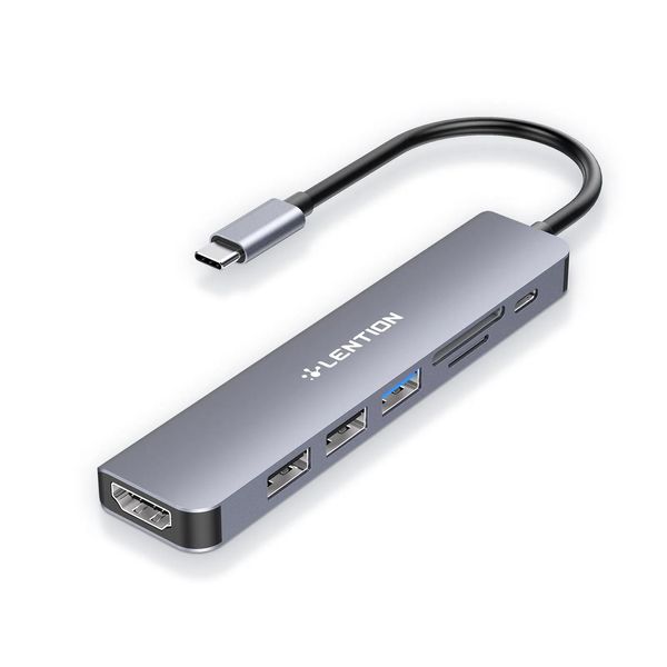 Hubs Hub USB C LENTION avec charge 100 W, HDMI 4K, double lecteur de carte, compatible USB 3.0 2.0 20232016 MacBook Pro, nouveau Mac Air/Surfa