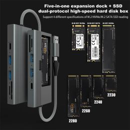 Hubs M.2 NVME / SATA Drive du dur 5 dans 1 USB TYPEC HUB USB 3.2 GEN 2 10 Gbit