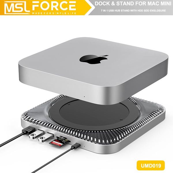 Hubs Mac Mini M1 Estación de muelle con disco de almacenamiento externo y 4ports USB C Hub SD/TF Card Reader 2.5 pulgadas SATA SSD HDD Recinto