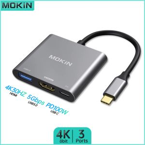 Hubs Mokin 3in1 USB C Hub |Superbe résolution HDMI 4K, PD Power Livrot 100W, USB 3,0 5 Gbit / Gbps pour Mac iPad Thunderbolt