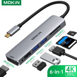 Hubs Mokin USB C Hub HDMI -adapter voor MacBook Pro/Air Swith en andere Type C -apparaten, USB C Digitale AV Multiport 6 in 1 Dongle