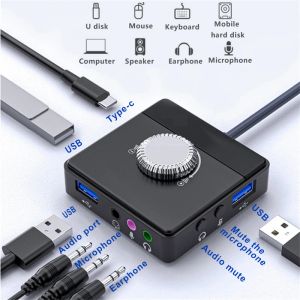 Hubs Hubs USB multifonctionnel Hub Externe Volume Control Roue USB Port Plug