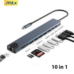 Hubs MZX 10IN1 USB HUB ACCORDATION SALLE CONCURTOR 2.0 3.0 ADAPTER DOCK MultiHub Splitter type C 3 0