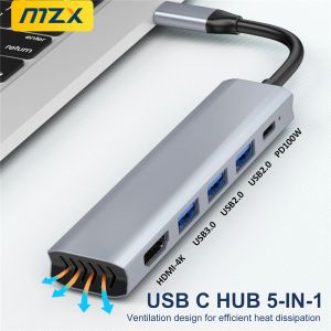 HUBS MZX 5IN1 USB 3.0 Station d'amarrage Hub 4K HDMI Type C Concentrateur Splitter 3 0 Dock PD Extension PC ACCESSOIRES PC