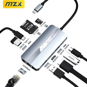 Hubs MZX Docking Station USB Hub Splitter Type C 3 0 3.0 Adapter 4K HDMICompatibele VGA Multihub -concentrator SD PD 100W Extensie
