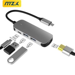 Hubs MZX USB HUB ACCORDATION SALLE 3.0 2.0 TYPE C HDMICOMPATIBLE PD USBC Concentrateur USBC HDTV 4K Adaptateur Splitter Dock Extension PC