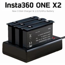 Hubs Nuevos accesorios Insta 360 One X2 1700mAh Lithium Battery + 3 Slot USB Charger Charger Charge Hub para Insta360 One Kits de carga X2