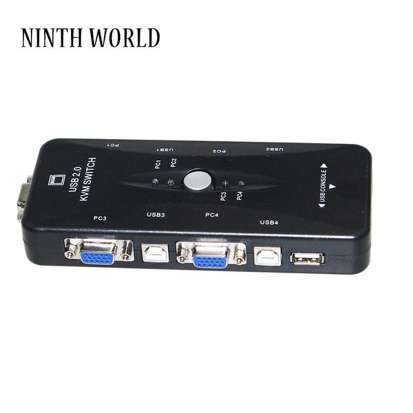 Hubs Nuevo interruptor USB2.0 KVM 4 Puertos Selector VGA Print Auto Switch Moniter Box VGA Splitter V322 USB 2.0 KVM Switch
