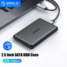 HUBS ORICO 2,5 inch externe HDD Case 5Gbps SATA om de harde schijfbehuizing te typen voor SSD HDD PC Laptop Metal+ABS -kastwarmte Dissipatie