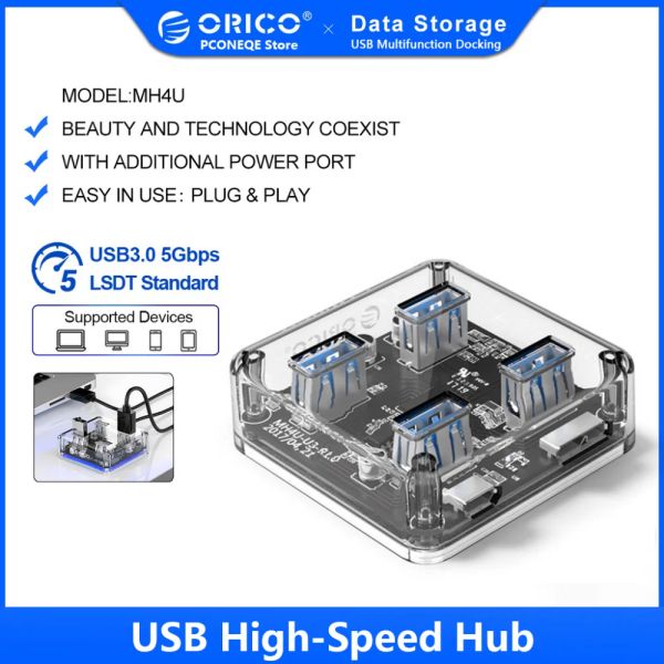 Hubs Orico 4/7 Port USB 3.0 Hub Dual Power Alimentation Splitter Adaptateur OTG USB C Charger CHARGER PC PC PC ORDINATEUR ACCESSOIRES