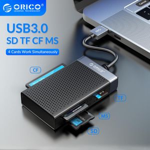 HUBS ORICO 4 en 1 USB 3.0 USB C Lector de tarjetas de memoria SD TF CF MS Compact Flash Adapter 5Gbps Leer escritura simultáneamente para la computadora portátil