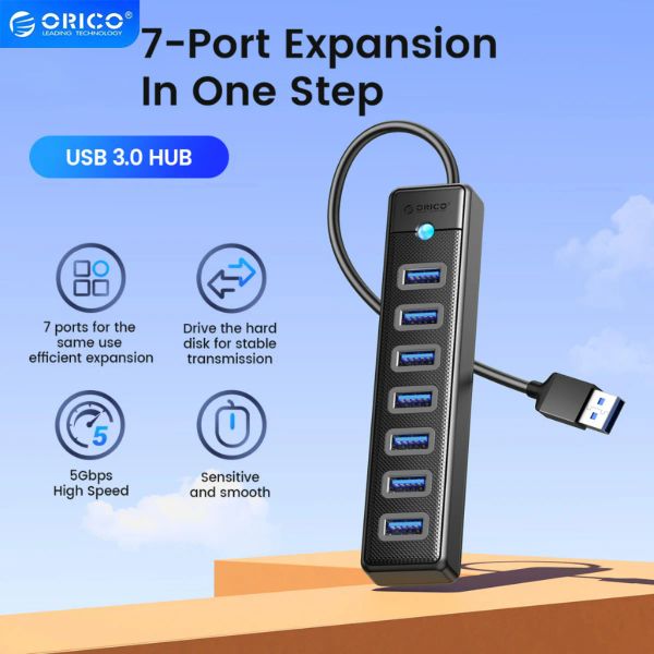 Hubs Orico 7 Port USB3.0 Hub Mini Splitte High Speed Notebook Extension pour ordinateur Accessoires pour ordinateur portable MacBook Pro USB Hub