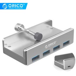 Hubs Orico MH4PU Aluminio 4 Puertos USB 3.0 Cliptype Hub para escritorio Rango de clip de portátiles 1032 mm con paquete de regalo de cable de cable de fecha de 100 cm