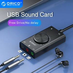 HUBS ORICO SC2 Tarjeta de sonido USB externa Jack Audio Audio de 3.5 mm Adaptador de cable Ajuste de Volumen de altavoces de micrófono estéreo