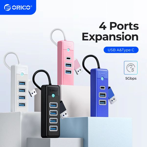 Hubs Orico USB 3.0 Type C Hub RJ45 1000 Mbps Adaptateur LAN Ethernet Gigabit Carte réseau 5Gbps Splitter OTG pour les accessoires d'ordinateur PC