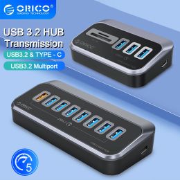 HUBS ORICO USB HUB ABS 5GBPS HUB PD 18W Oplaad USB3.2 Type USB C Card Reader Splitter met Power Adapter voor desktop -pc -accessoires
