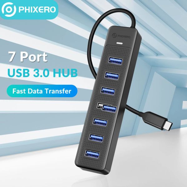 Hubs Phixero 7 dans 1 USB C Hub 3.0 Type C 7 Adaptateur multi-séparateur Port OTG Adaptateur d'alimentation USB pour MacBook Pro 13 Air Mi Pro PC ordinateur portable