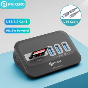 Hubs Phixero USB 3.2 Station d'accueil Hub Type C USB 3.0 Adaptateur multifonction Multi Ports Station d'accueil avec carte SD pour ordinateur portable PC