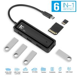 Hubs Portable 4port USB / USB C Hub USB Typec 3.1 Gen 2 Hub pour NVME SSD / USB Flash Data Transfer Mini Adapter USB Adapter Expander