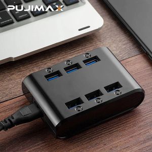 Hubs Pujimax EU / US / UK Plug 24W 4.8A 6ports USB Charger Hub Power Station Mobile Phone Charger