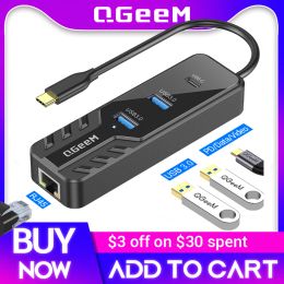 Hubs QGeeM Thunderbolt 4 3 USB C Hub USB 3.0 Station d'accueil pour Macbook Pro Air M1 M2 Xiaomi amarrage USB Type C HUB vers RJ45 Ethernet PD