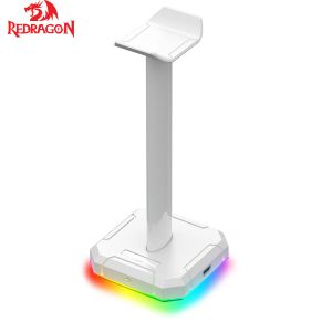 Hubs Redragon HA300 Headset Stand USB HUB RGB RGB Achtergelicht Aluminium Bar Niet -slip Solid Rubber Base 4x USB 2.0 Poorten voor alle hoofdtelefoons