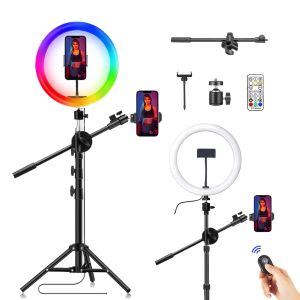 Hubs rvb photographie LED video ring léger cercle remplissage de caméra photo caméra photo studio téléphone lampe de selfie avec trépied stand boom bras
