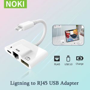 Hubs RJ45 Adaptateur Ethernet OTG pour l'iPhone / iPad Lan Wired Network Hub avec adaptateur de caméra USB 3 et port de charge