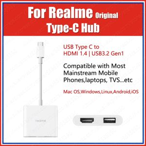 Hubs RMW2022 REALME TYPEC HUB DOCKING Station de type C à HDMI 1.4 4K / 30Hz USB3.2 Gen1 Compatible Os Windows Linux Android iOS