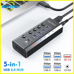 Hubs RSHTech USB Hub Hub Aluminium 5port USB3.0 Splitter du moy