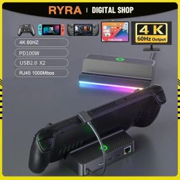 Hubs Ryra Steam Deck Docking Station TV Base Stand 6 In 1 Hub Holder Dock 60Hz HDMICompatible USBC RJ45 PD voor Steam Deck -console