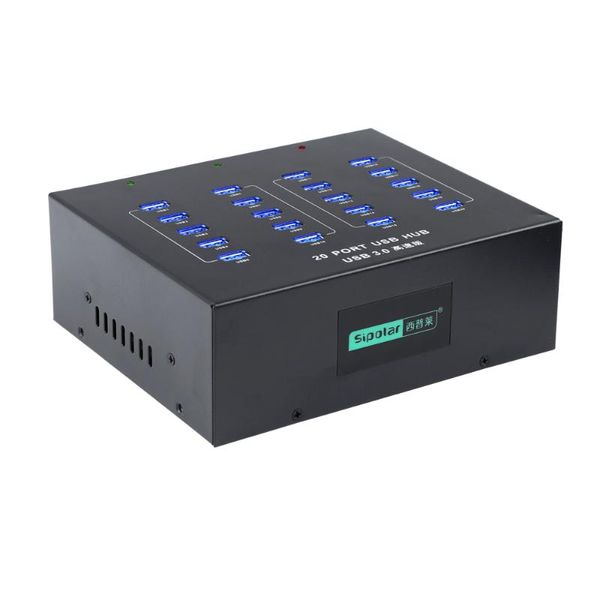 Hubs Sipolar Industrial construido en 100-240V 110W Adaptador alimentado Alta Velocidad 5 Gbps 20 Puertos USB Charger Hub 3.0 para mineros 3G 4G ModemusB