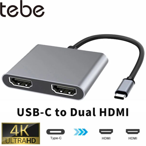 HUBS TEBE USB C HUB Adaptador TypeC a 4K HDMiCompatible VGA Docking Station Support MST para MacBook HP Multiport USBC Hub