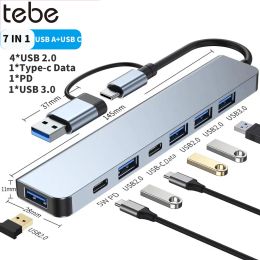 Hubs Tebe USB Hub Adapter USB A + USB C vers USB 2.0 / 3.0 Splitter SD / TF Reader Multiport USB Typec Hub pour MacBook iPad