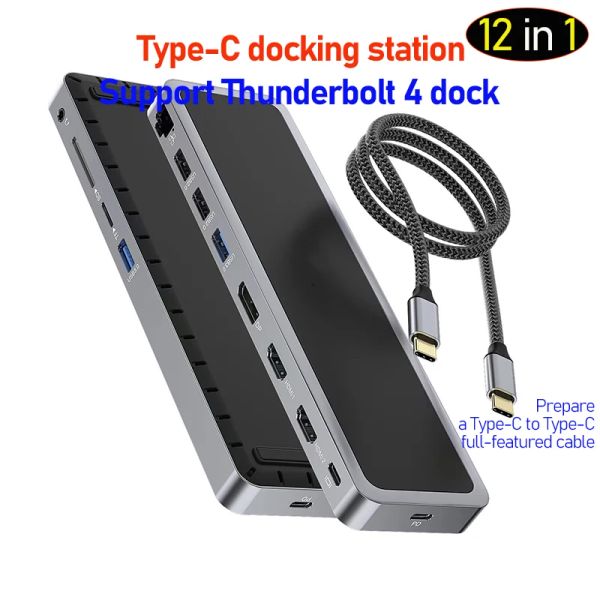 Hubs Type C Hub Dual HD DP 4K 60Hz Thunderbolt Dock MST Hub USB C à 2 Station d'accueil HDMI pour Apple Book Pro Accessoires