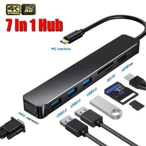 Hubs Type C Hub pour MacBook Pro Splitter USB C Hub vers 4K HDMI avec VGA SD TF Thunderbolt 3 PD USB HUB Adapter Ordal