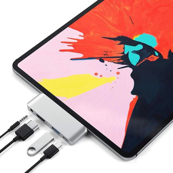 Adaptador de expansión TYPEC HUBS para iPad Pro Book Pro USB Type C a HDMI Audio 3.5 USB 3.0 Estación de acoplamiento de concentración de concentración