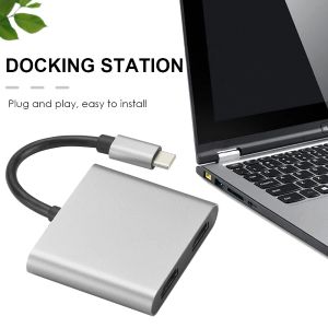 Hubs Typec to Dual HDMICOMPATIBLE USB Extender Hub 4K USB3.0 Pd Écran de charge rapide Étendue affichage Convertisseur de station d'amarrage Hub Hub