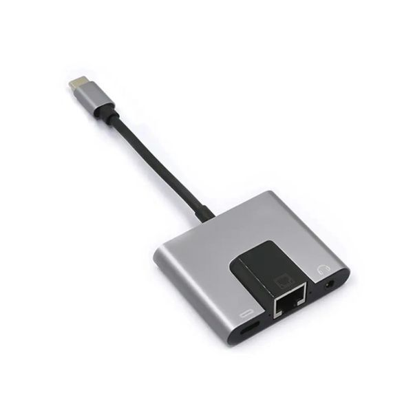 Hubs Typec a Ethernet LAN Network adaptador Hub USB C a 3.5 mm PD PD Estación de acoplamiento de carga rápida para la portátil Teléfono móvil Tableta