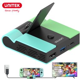 Hubs Unitek Game Dosting Station avec 45W Typec PD facturant 4k HDMI USB 3.0 pour Nintendo Switch Oled Lite Gaming Dock Hub pour TV