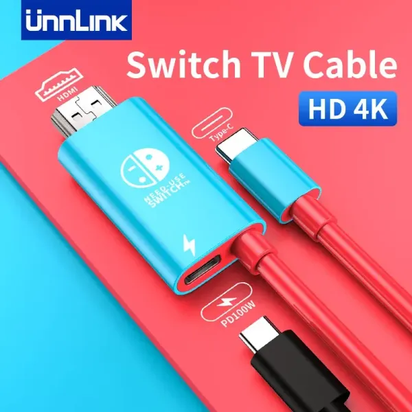 Hubs Unnlink Switch TV Cable pour Nintendo Switch USB C à 4K 30Hz HDMI avec PD 100W Hub pour MacBook Pro