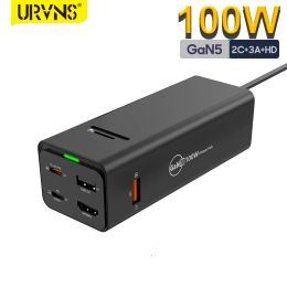 Hubs URVNS 100W USB C Charger Power Hub Gan 7 in 1 Adaptateur multiport avec USB 3.1, USB 2.0, 4K HDMICIPATIBLE, SD / TF Carte Reader