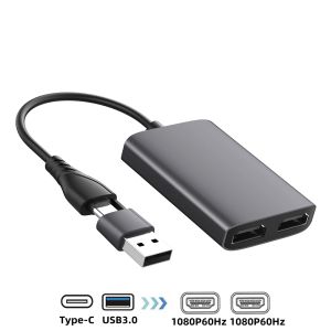 Hubs USB 3.0/Typec naar dubbele 1080p 60Hz HD Display Adapter 2 verschillende schermuitbreiding MST Hub voor M1 M2 Mac10.15 Windows10 Laptop PC