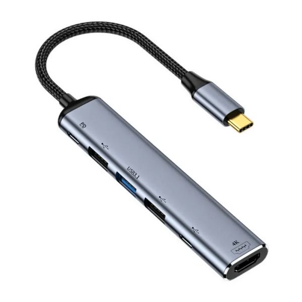 Hubs USB 3.1 Typec to HDMI adaptateur 4K Thunderbolt USB C Hub avec hub 3.1 2.0 Smart Multiple Pd 100W Charge pour un séparateur USB C USB C